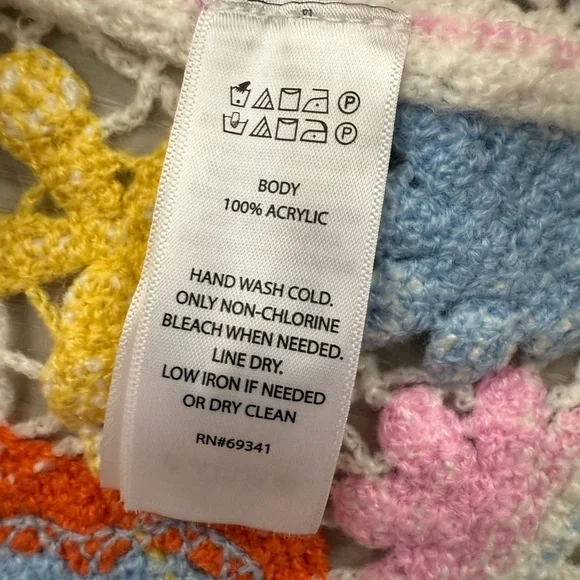 House of Harlow 1960 Crochet Floral Fringe Sweater Boho Festival One Size NWOT - Picture 5 of 6